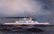Antonio Jacobsen USS Massachusetts Spain oil painting artist